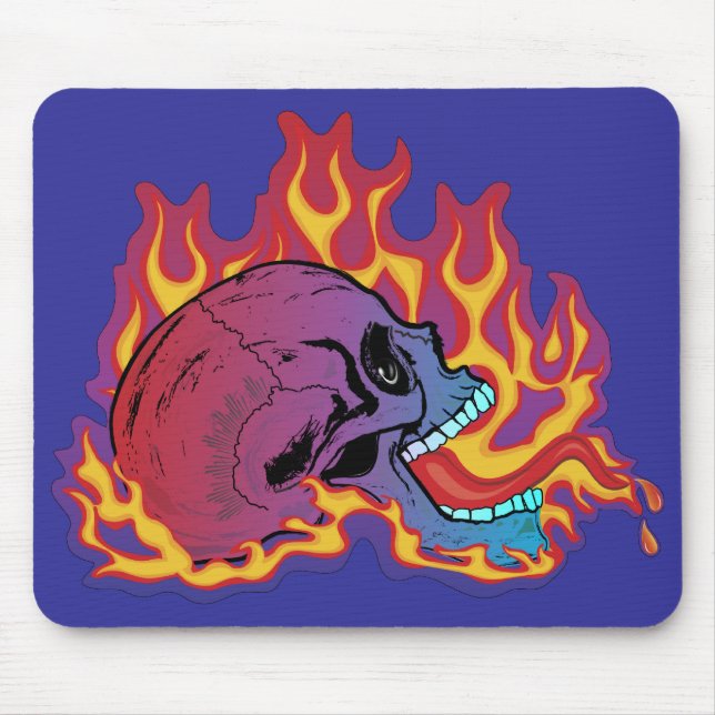 Tapis De Souris Crâne flamboyant coloré (Devant)