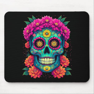 Tapis De Souris Crâne Floral de la Lutte Libre Jour de l'Agence Go