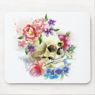 Tapis De Souris Crâne floral Dia de los Muertos   Mousepad