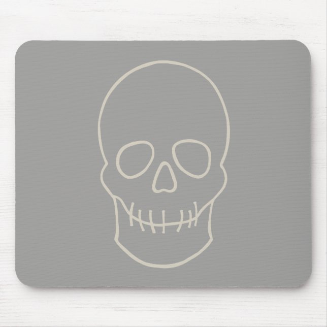 Tapis De Souris Crâne - Gris fantôme et Blanc osseux (Devant)