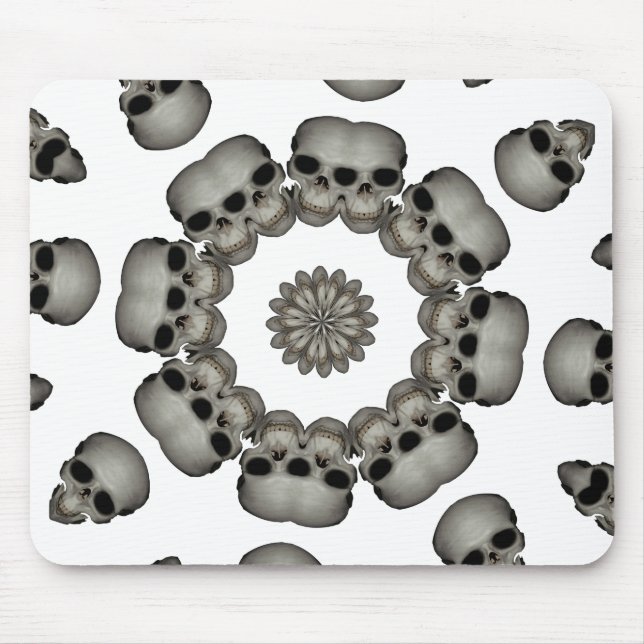 Tapis De Souris Crâne Humain Effrayant Mandala (Devant)