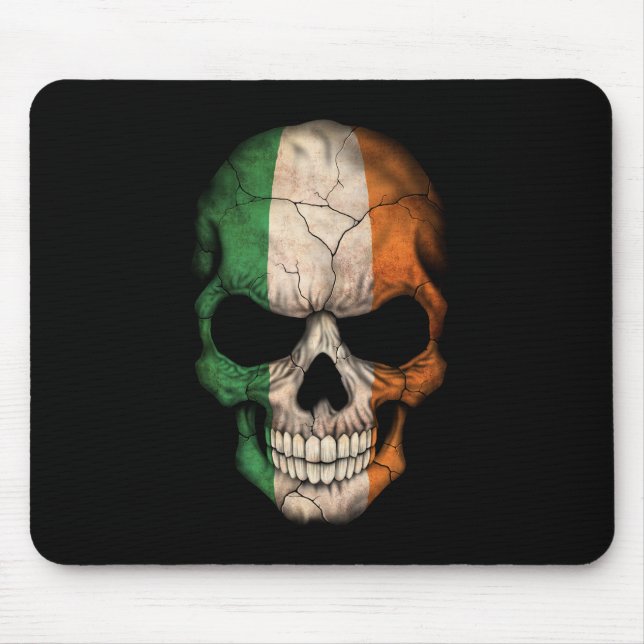 Tapis De Souris Crâne irlandais personnalisable de drapeau (Devant)