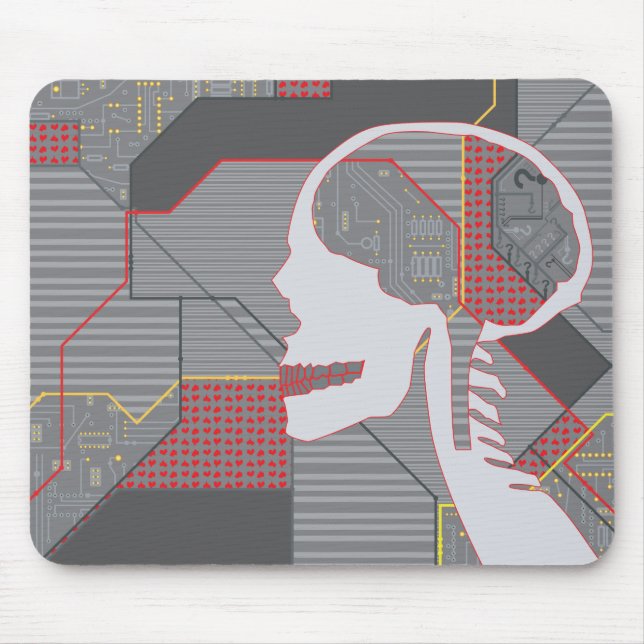 Tapis De Souris crâne logique du coeur confus (Devant)