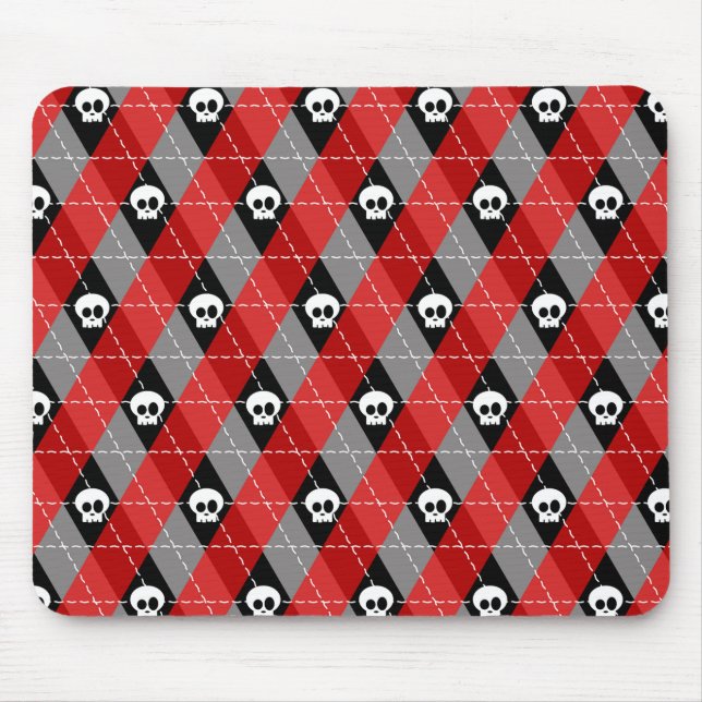 Tapis De Souris Crâne mignon motif argyle (Devant)
