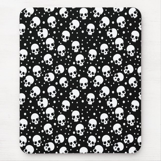 Tapis De Souris Crâne monochrome Polka Dot (Devant)