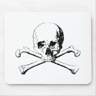 Tapis De Souris Crâne noir et blanc et os