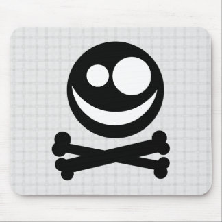 Tapis De Souris Crâne noir et blanc. Sur le contrôle gris
