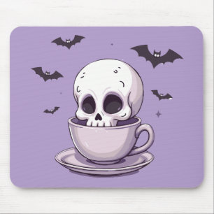 Tapis De Souris Crâne Pastel Goth dans une Tasse à Thé