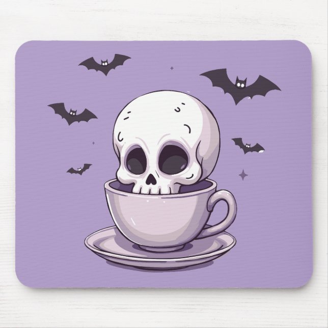 Tapis De Souris Crâne Pastel Goth dans une Tasse à Thé (Devant)