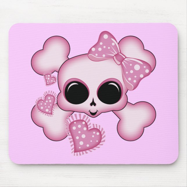 Tapis De Souris Crâne rose mignon (Devant)