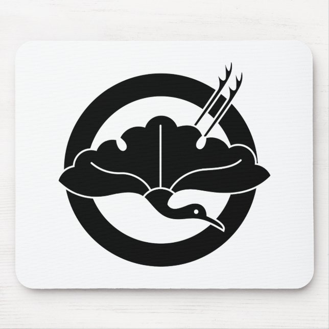Tapis De Souris Crane-shaped ginkgo leaf on circle (Devant)