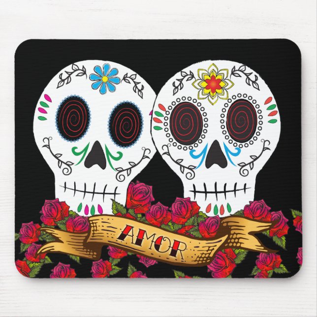 Tapis De Souris Crânes "Amor" Mousepad d'amour (Devant)