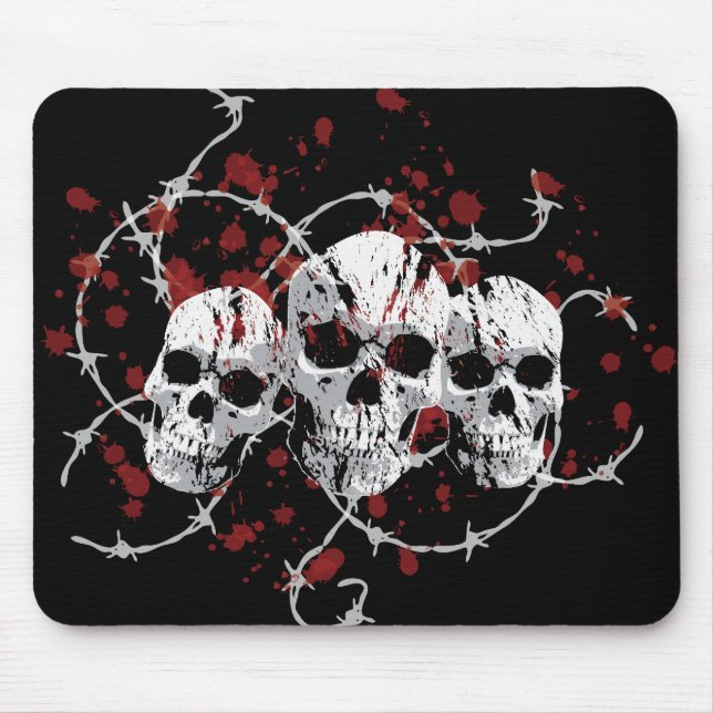 Tapis De Souris Crânes barbelés Mousepad (Devant)