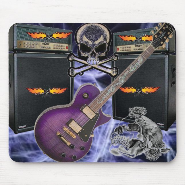 Tapis De Souris Crânes de guitare pourpre et protection (Devant)