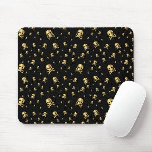 Tapis De Souris Crânes de pirates en or de Littles sur fond noir