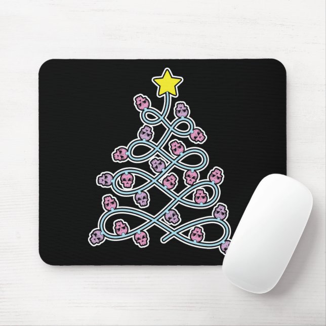 Tapis De Souris Crânes gothiques Arbre de Noël Mousepad (Avec souris)