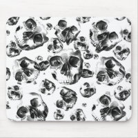Crânes Noir & Blanc Squelette Motif d'Art de Crâne