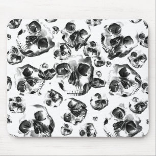 Tapis De Souris Crânes Noir & Blanc Squelette Motif d'Art de Crâne