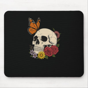 Tapis De Souris Crânes Papillon Monarque Fleurs Halloween Hommes F