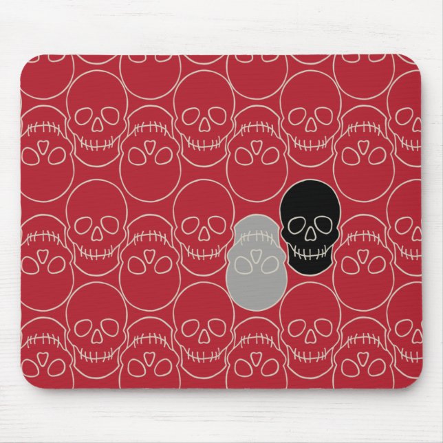 Tapis De Souris Crânes - rouge sang et blanc os (Devant)