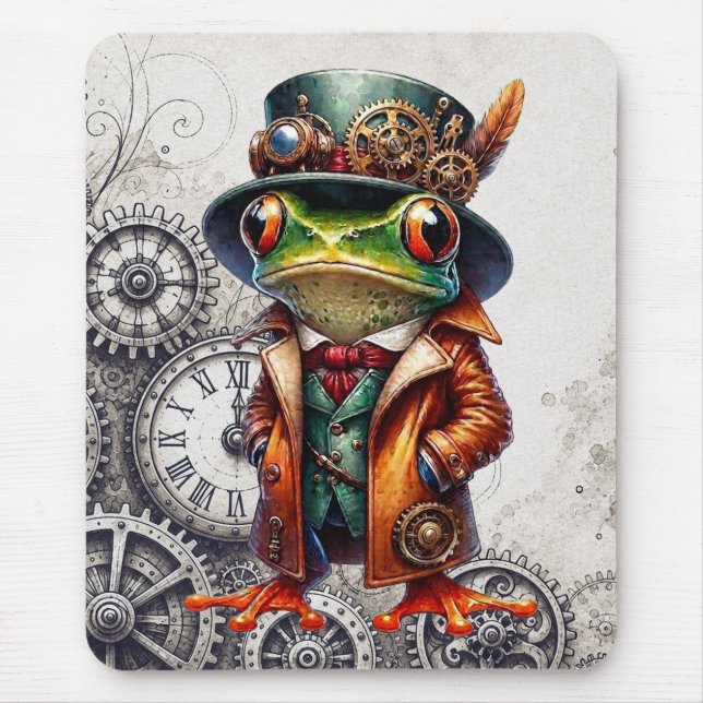 Tapis De Souris Crapaud Steampunk & engrenages  (Devant)