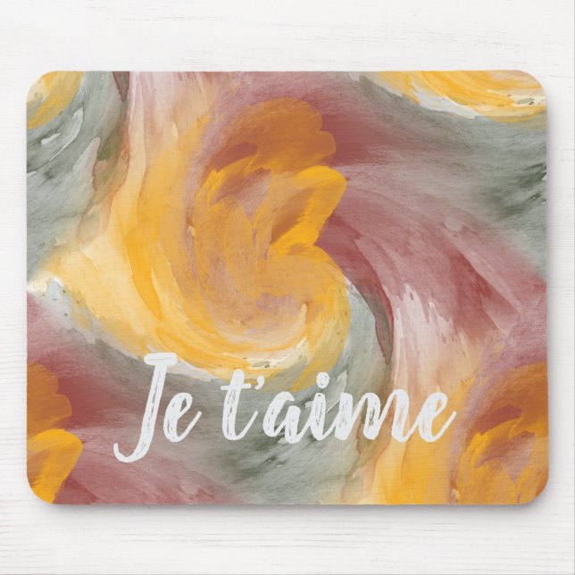 Tapis De Souris Cravate-teinture orange vert peint Aquarelle dans  (Devant)