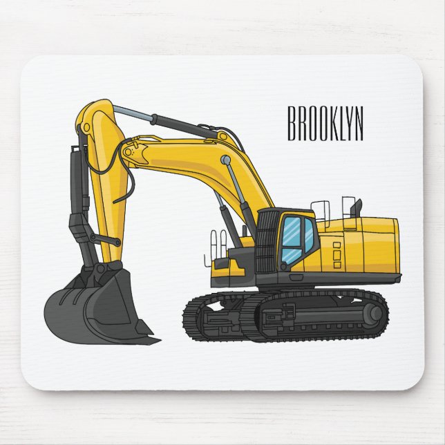Tapis De Souris Crawler excavator cartoon illustration  (Devant)
