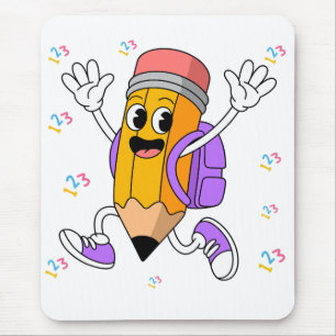 Tapis De Souris Crayon amical, design de rentrée scolaire.