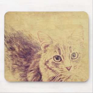 Tapis De Souris Crayon amoureux des chats mignon croquis gris tabb