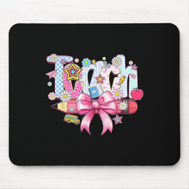 Tapis De Souris Crayon B Coquette Floral Rose Prof Enseignant Prép (Devant)