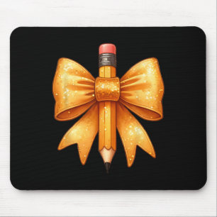Tapis De Souris Crayon Bow Coquette Retour À L'École Premier Jour