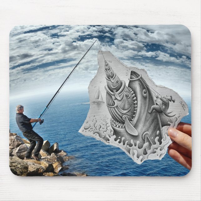 Tapis De Souris Crayon contre l'appareil-photo - requin (Devant)