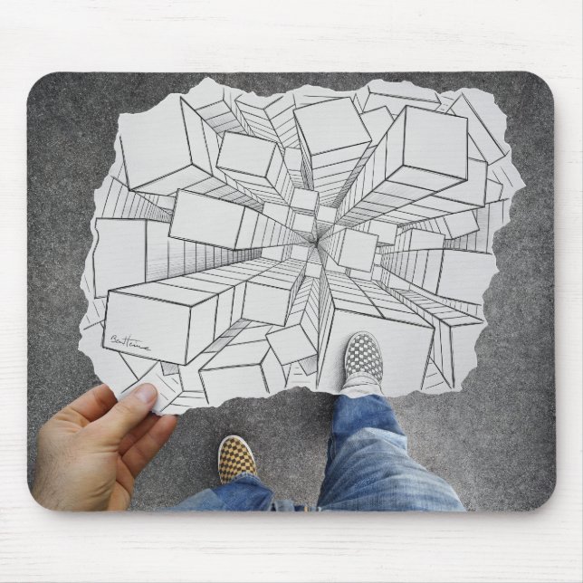 Tapis De Souris Crayon contre l'appareil-photo - vertige (Devant)