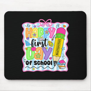 Tapis De Souris Crayon de professeur de jour de rentrée heureux En