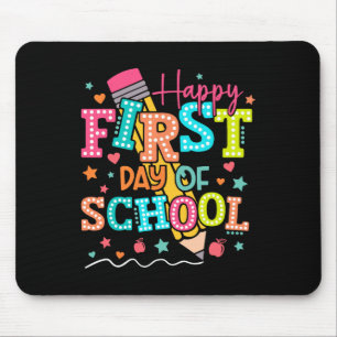 Tapis De Souris Crayon de professeur de premier jour d'école heure