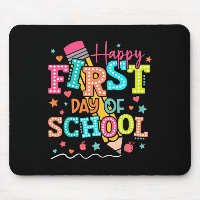 Tapis De Souris Crayon de professeur de premier jour d'école heure (Devant)