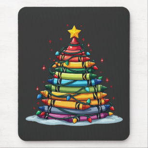 Tapis De Souris Crayon Noël Arbre Enseignant Noël Étudiant Noël