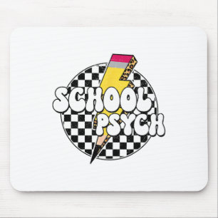 Tapis De Souris Crayon Psychologue Scolaire À Carreaux Éclair