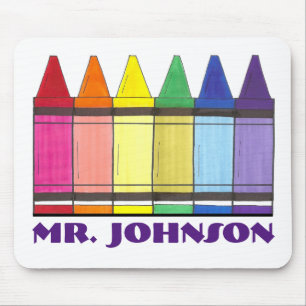 Tapis De Souris Crayons arc-en-ciel personnalisés Enseignant d'art