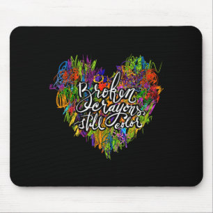 Tapis De Souris Crayons Cassés Colorent Le Cœur Sensibilisation à 