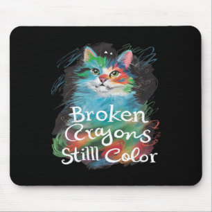 Tapis De Souris Crayons cassés Couleur encore Chat Enseignant Soin