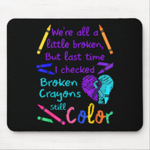 Tapis De Souris Crayons cassés Couleur encore Tee Prévention du su