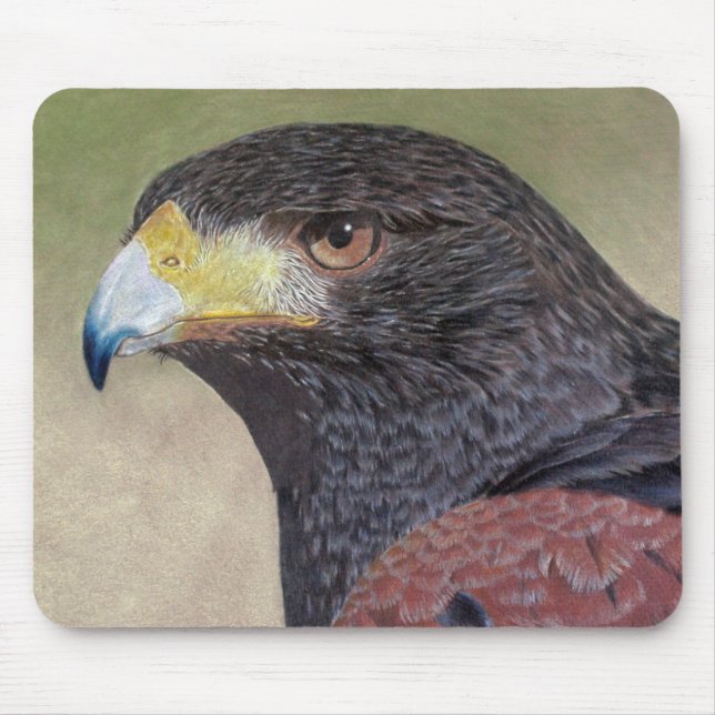 Tapis De Souris Crayons de couleur Harris Hawk (Devant)