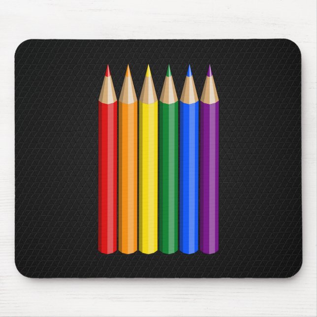 Tapis De Souris Crayons de fierté arc en ciel (Devant)