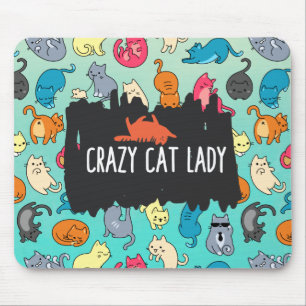 Tapis De Souris Crazy Cat Lady Cute et Playay Cat Motif