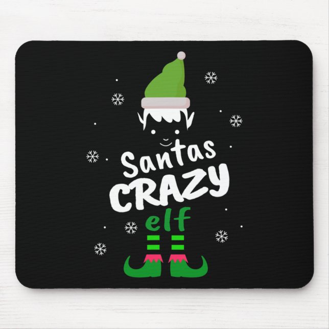 Tapis De Souris Crazy Elf Santas Elf Drôle Noël Elf Matching (Devant)