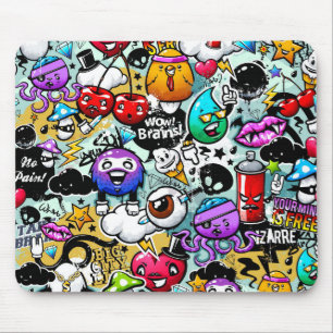 Tapis De Souris Crazy Fruits and Vegetables Graffiti Art