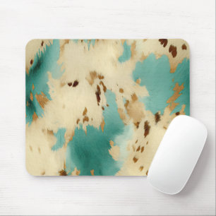 Tapis De Souris Cream Gold Turquoise Cowhide Animal