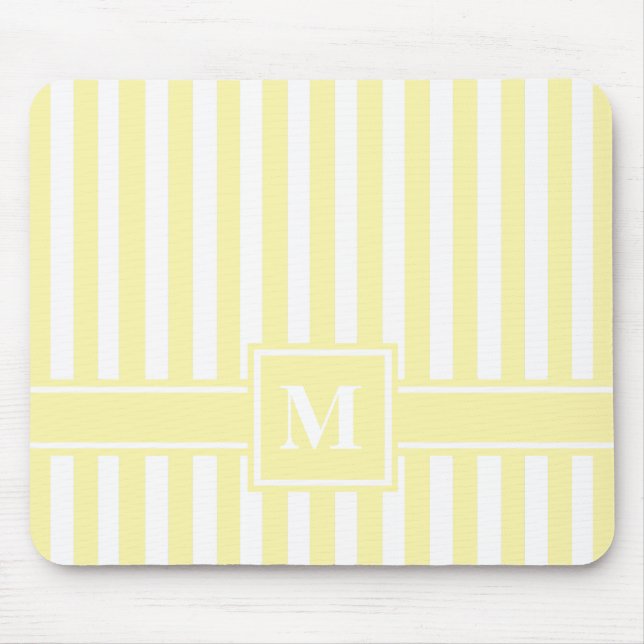 Tapis De Souris Cream Modern Stripe with monogram (Devant)