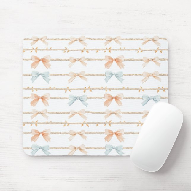 Tapis De Souris Cream Peach Blue Bows (Avec souris)